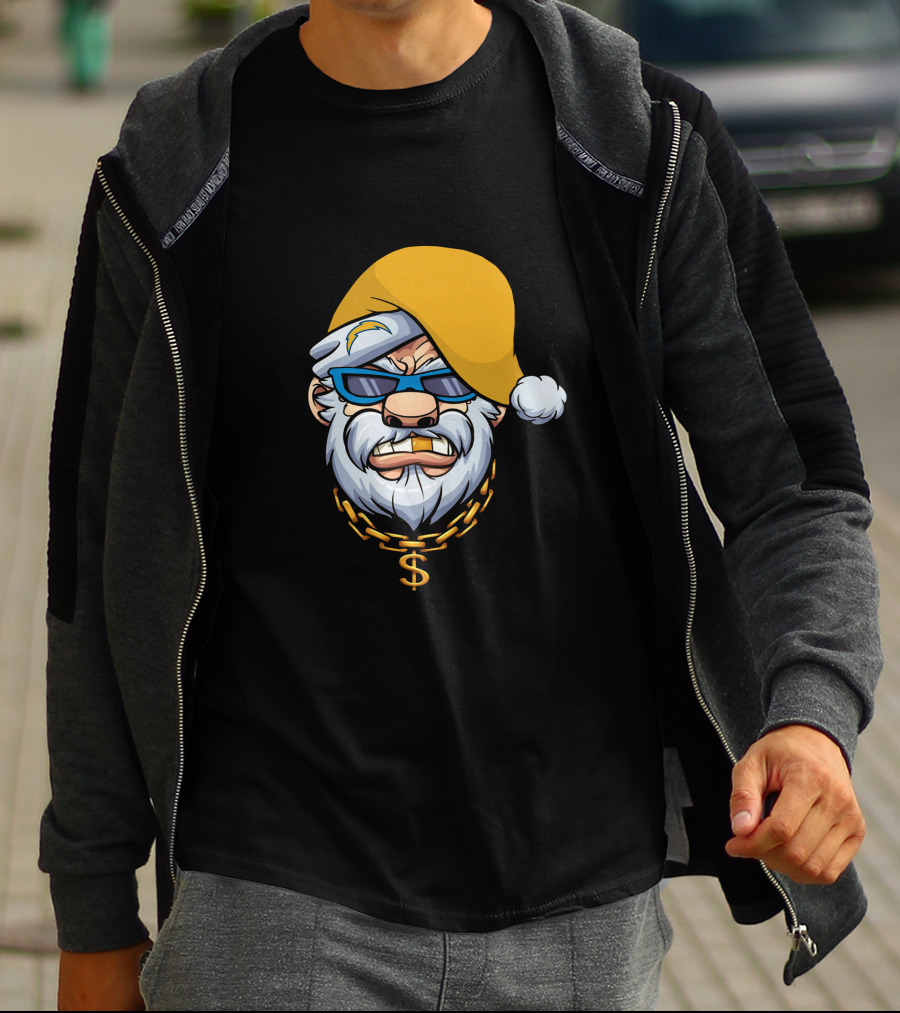 Gangster Santa Chargers Style Christmas Look With Money Chain T-Shirt