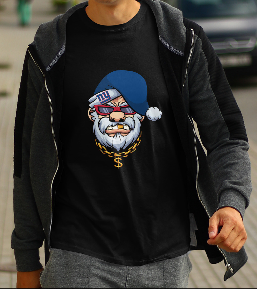 Giants Santa With Gold Chain And Gangster Style T-Shirt