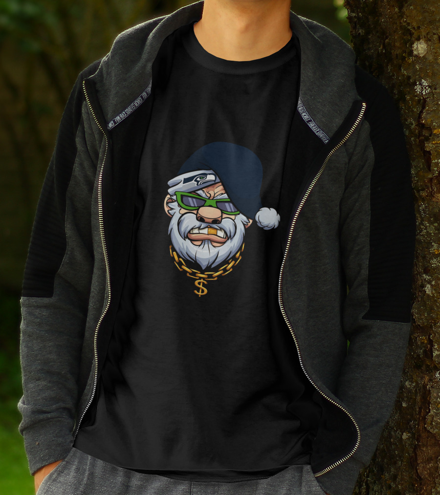 Seahawks Gangster Santa With Chain And Shades T-Shirt