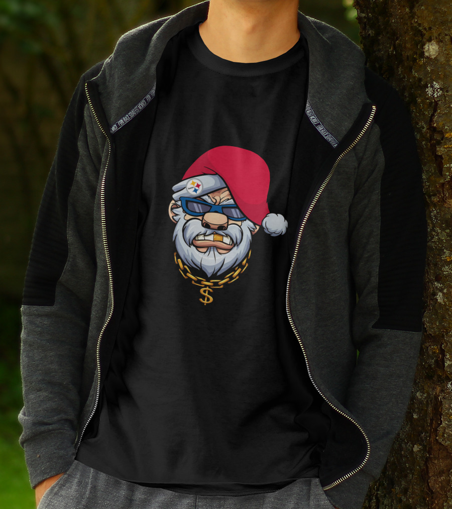 Steelers Gangster Santa Claus With Sunglasses And Gold Chain T-Shirt