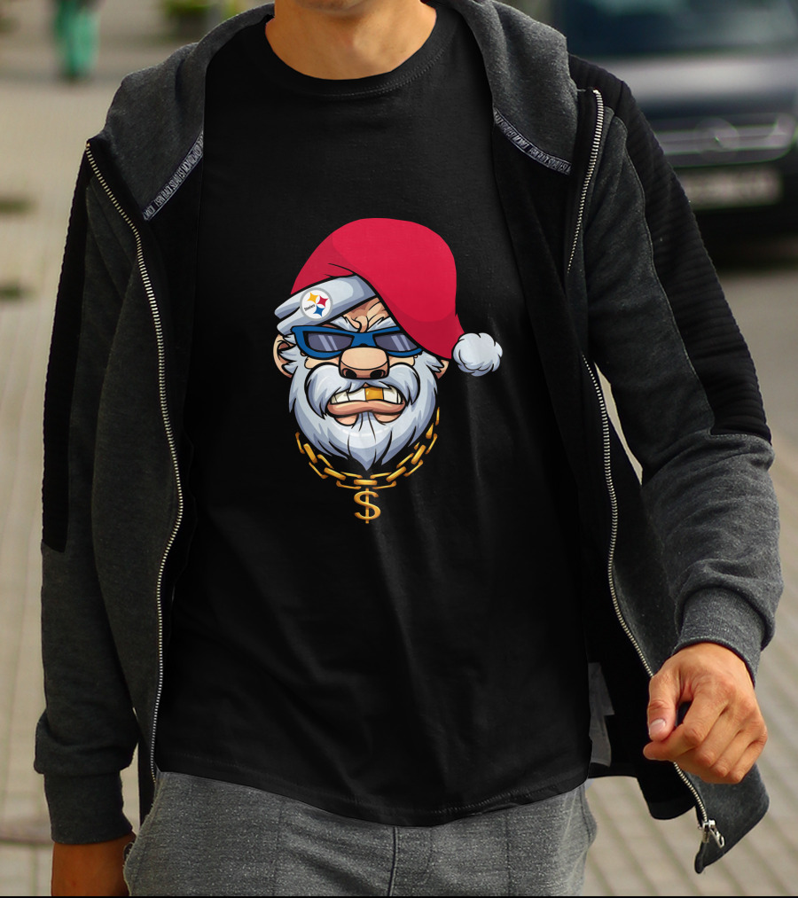 Steelers Gangster Santa Claus With Sunglasses And Gold Chain T-Shirt