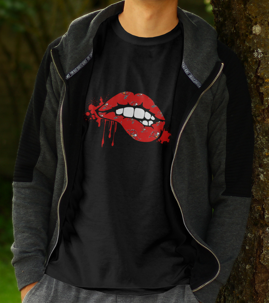 Dripping Lips Buccaneers Logo Red Splatter T-Shirt