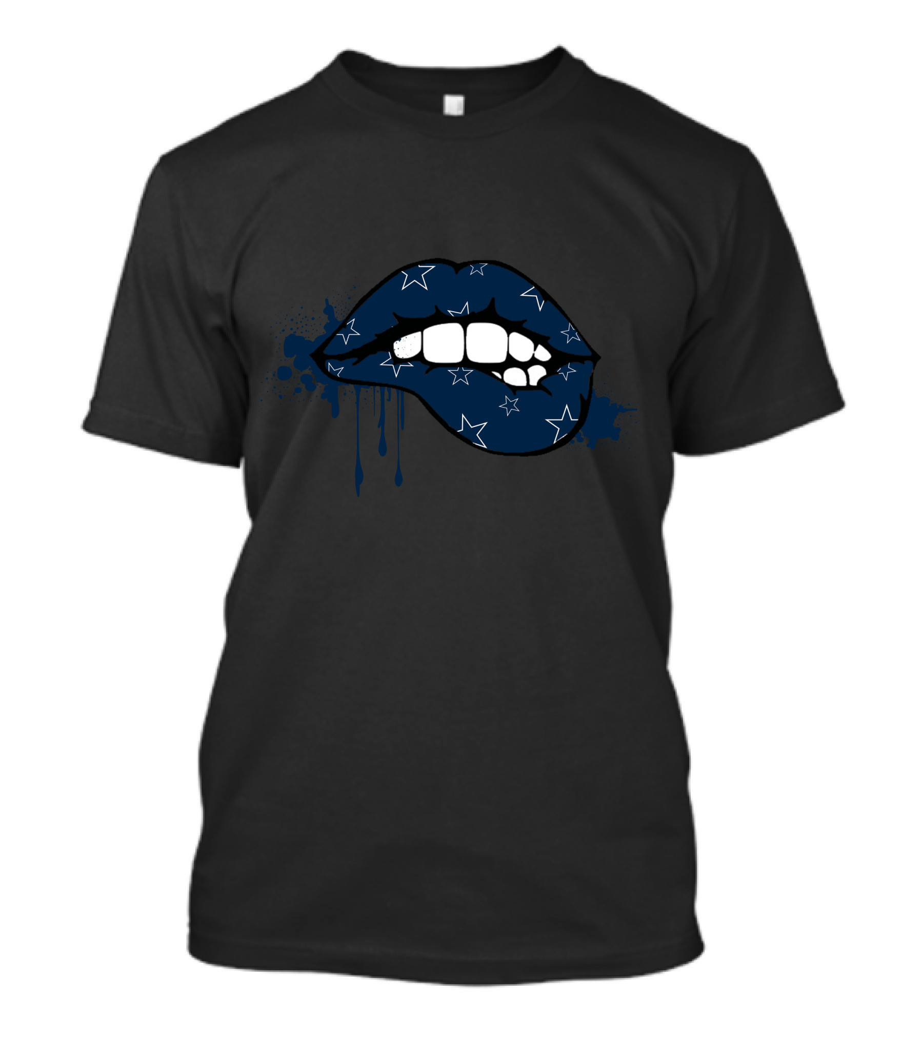 Dripping Lips Blue Star Pattern Cowboys T-Shirt