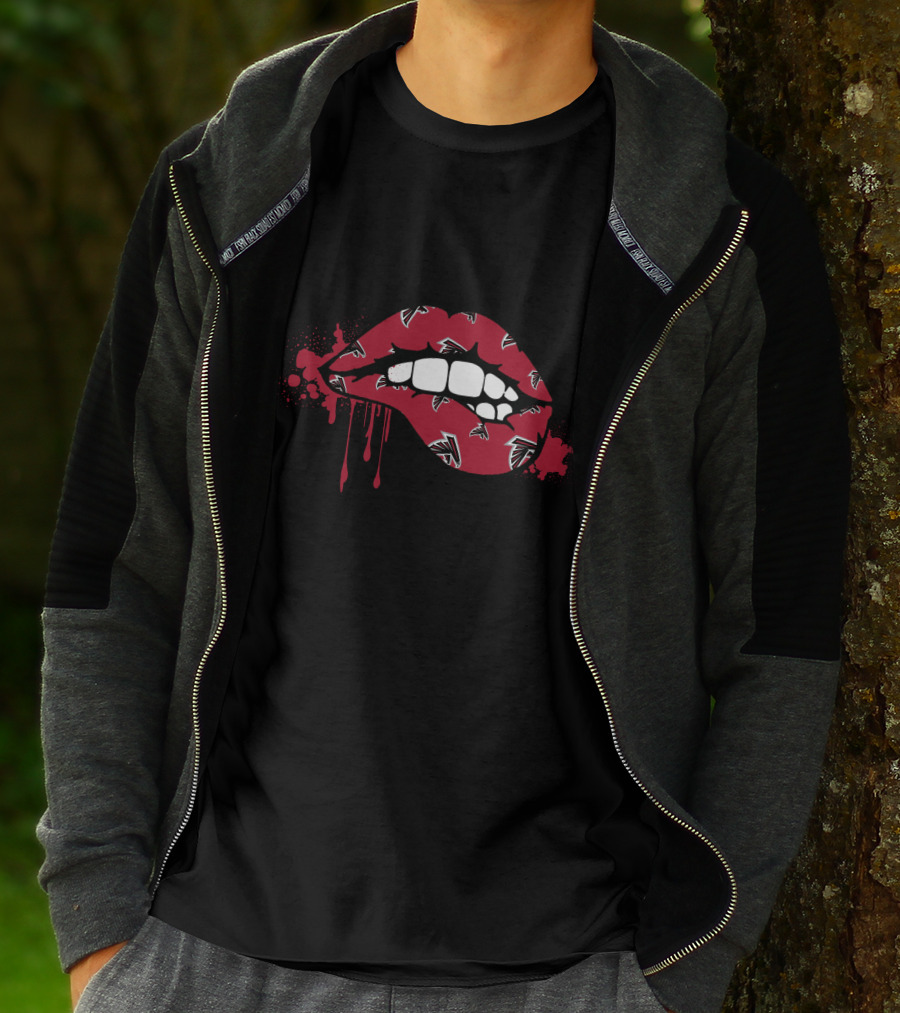Dripping Lips With Falcons Iconic Red Bite T-Shirt