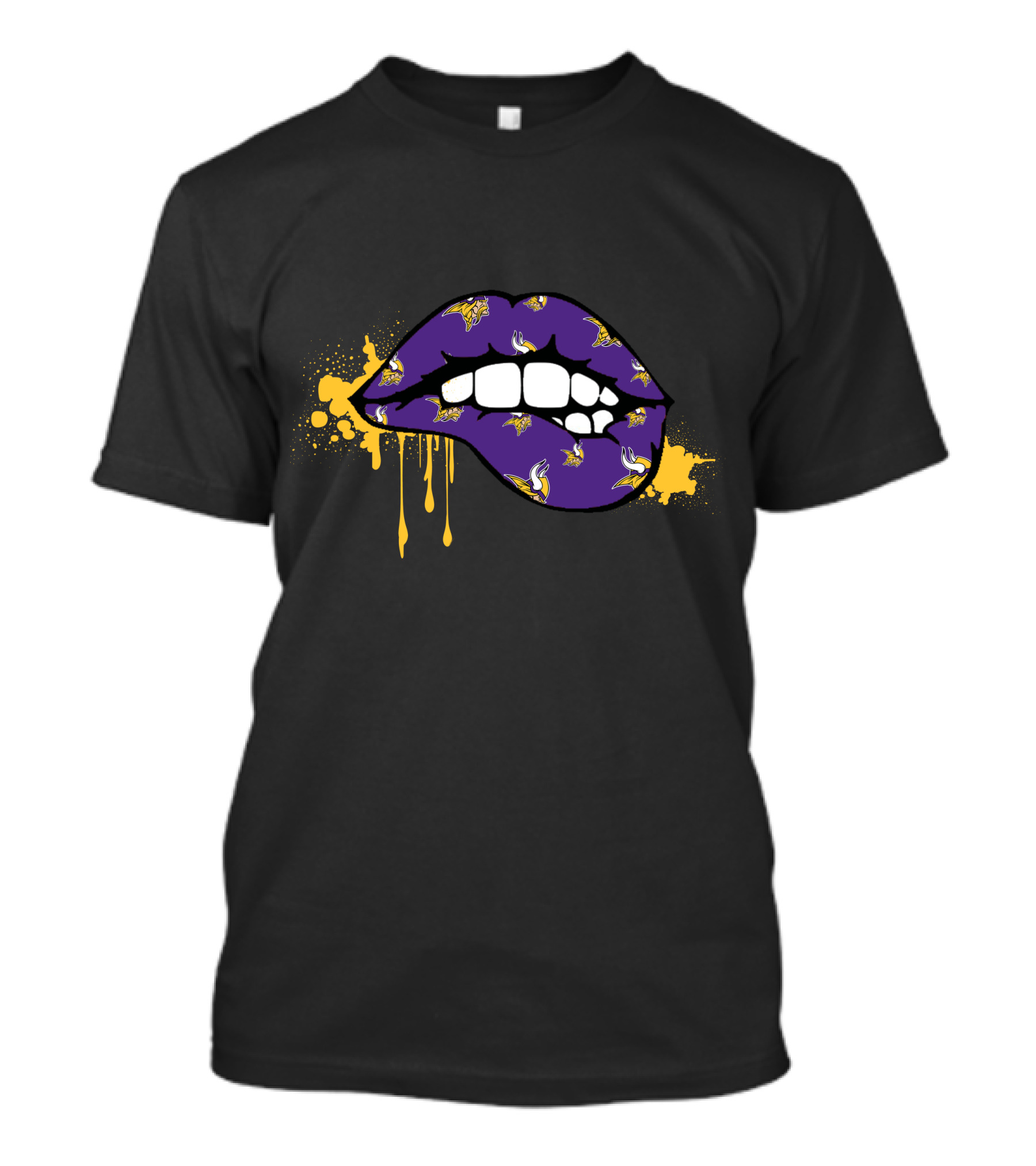 Dripping Lips Purple With Vikings Logos T-Shirt