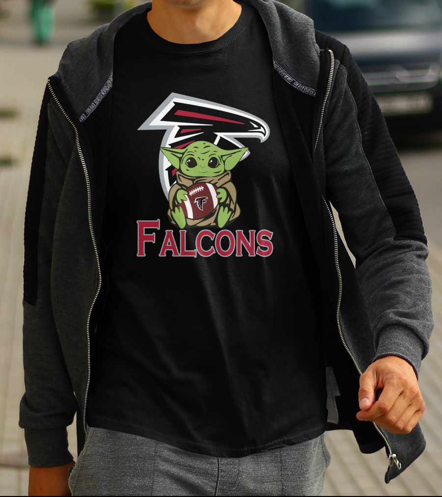 Falcons Baby Yoda Star Wars Football T-Shirt