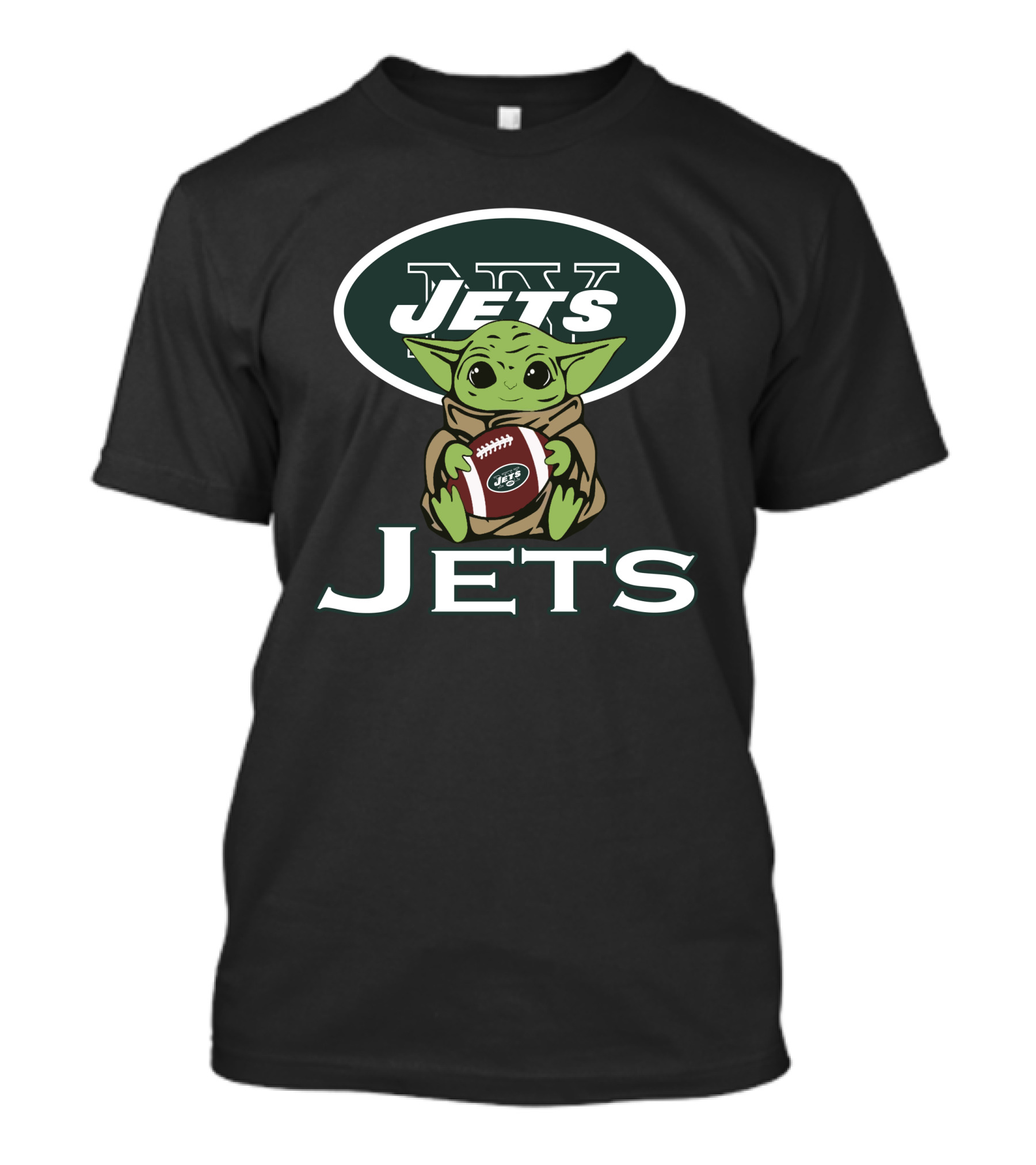 Jets Baby Yoda Star Wars Holding Football T-Shirt