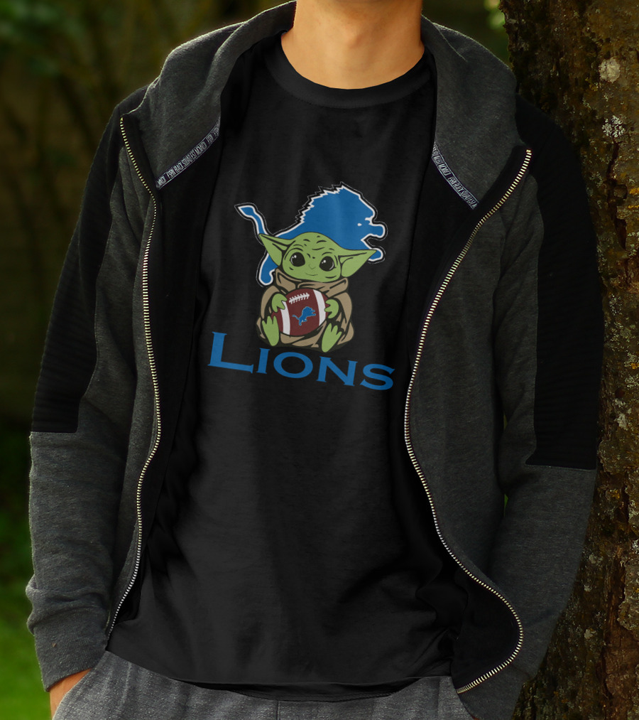 Lions Baby Yoda Football Star Wars Fan T-Shirt