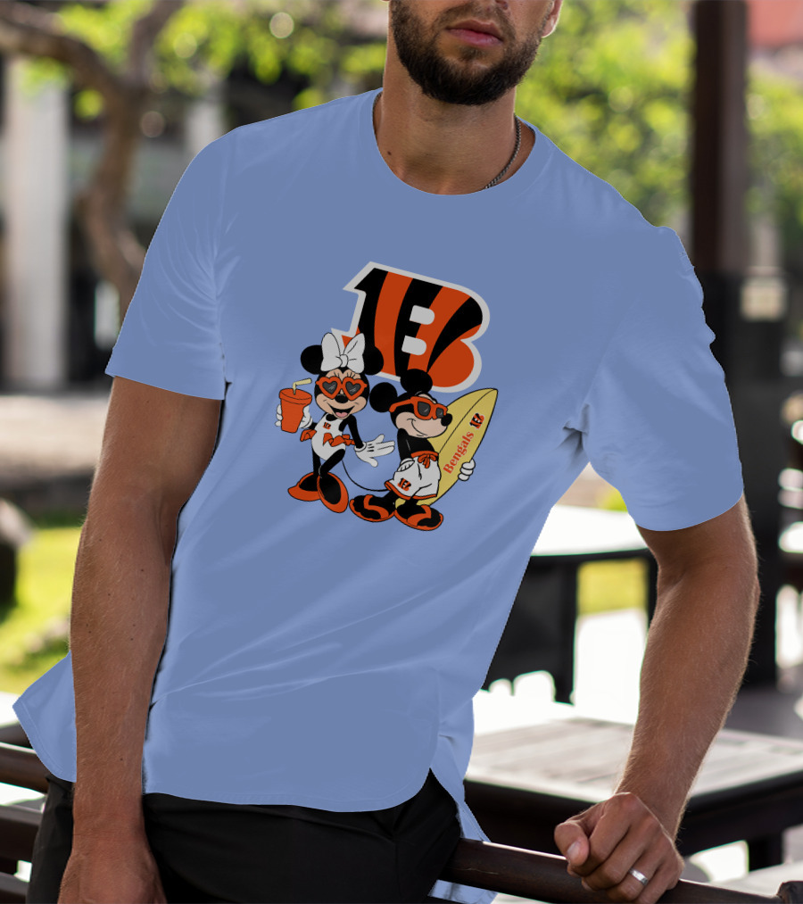 Bengals Mickey And Minnie Vacation Surfer Adventure T-Shirt