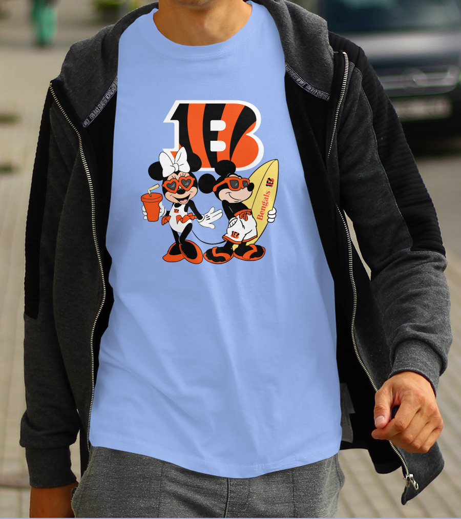 Bengals Mickey And Minnie Vacation Surfer Adventure T-Shirt