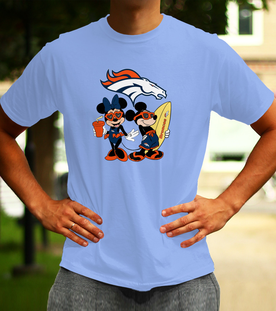 Broncos Mickey Minnie Vacation Surfing Adventure T-Shirt