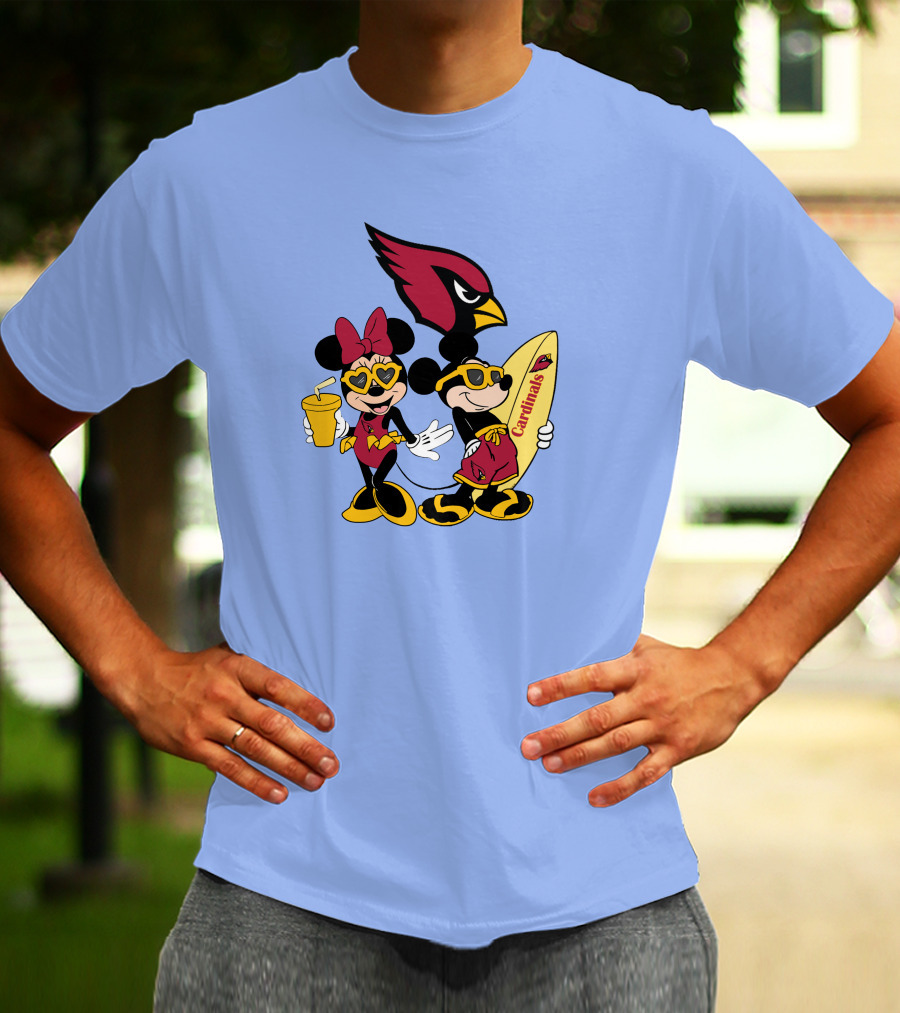 Cardinals Mickey Happy Vacation Surfboarding Fun T-Shirt