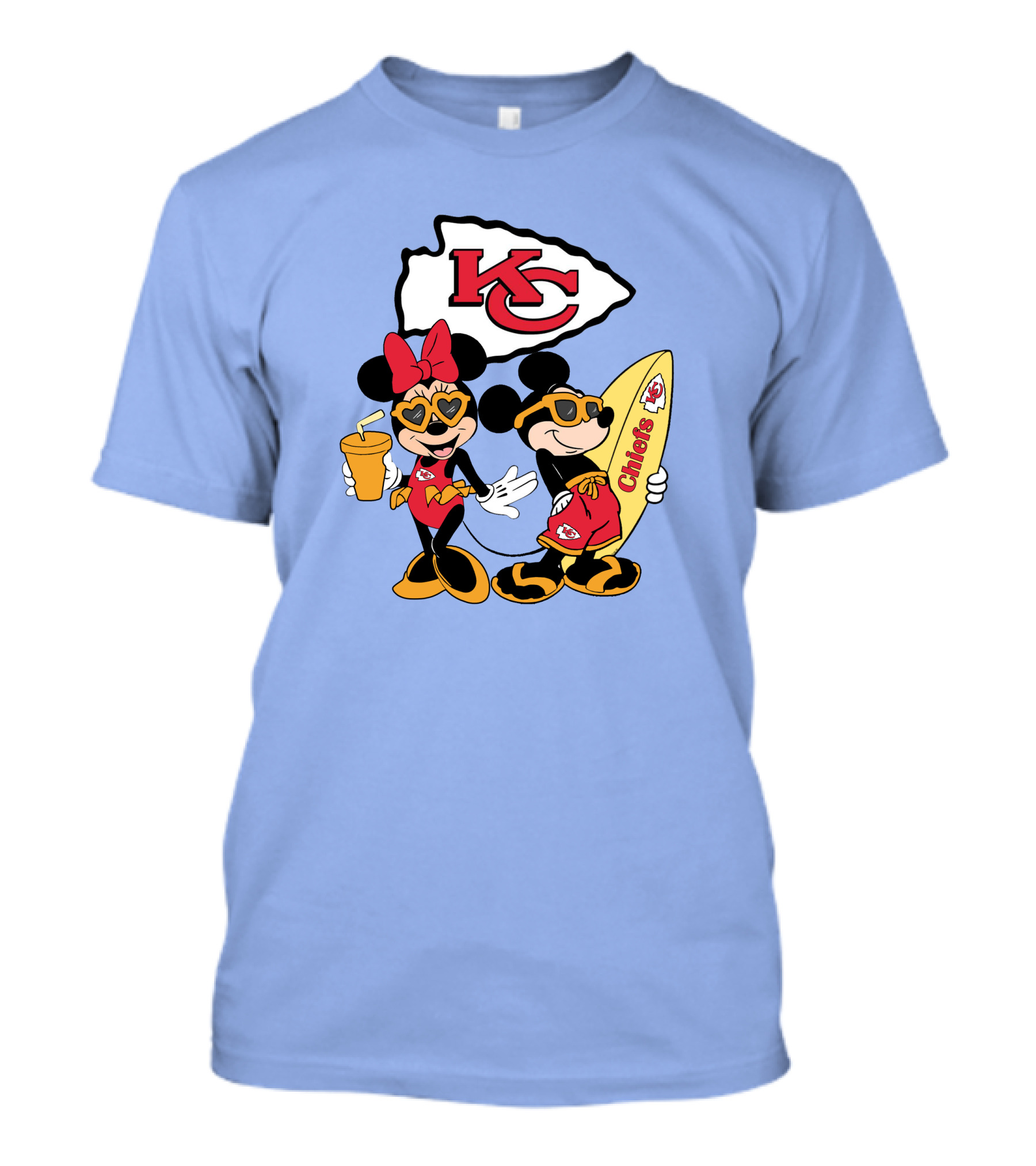 Chiefs Mickey And Minnie Vacation Kc Football Surfboard Fun T-Shirt