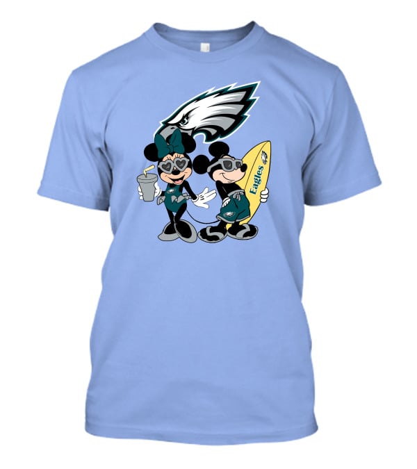 Eagles Mickey And Minnie Vacation With Surfboard And Cold Drink T-Shirt