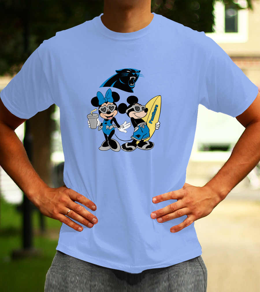 Mickey And Minnie Panthers Surfing Vacation T-Shirt
