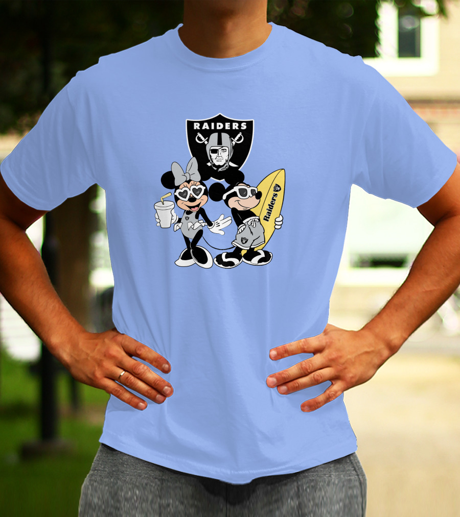 Raiders Mickey Minnie Vacation Surfing Fun T-Shirt