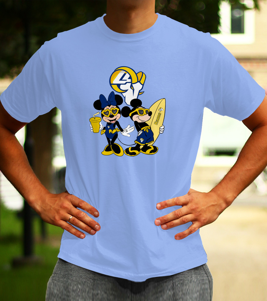 Rams Mickey Happy Vacation Football Surf Adventure T-Shirt