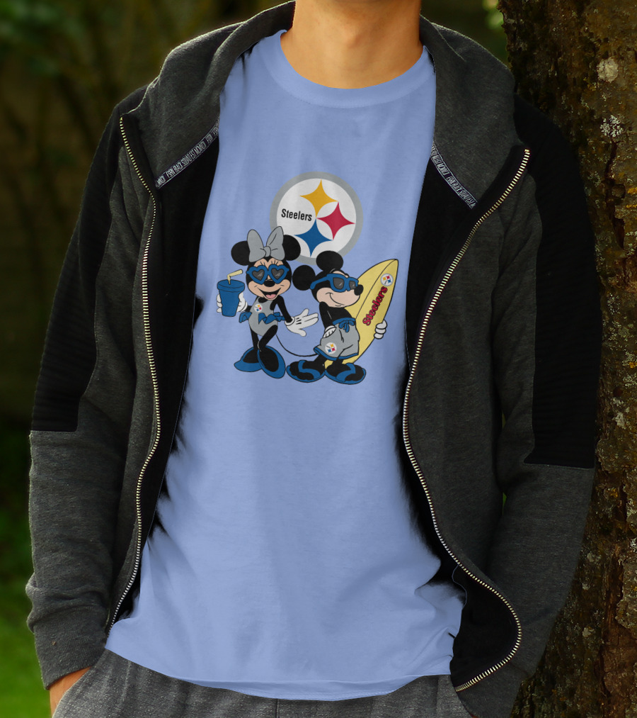 Steelers Mickey And Minnie Happy Vacation Adventure T-Shirt