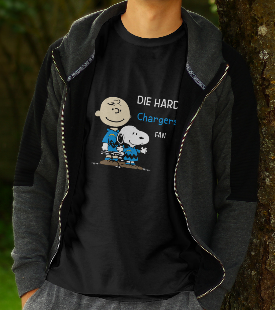 Die Hard Chargers Fan Snoopy And Charlie Brown T-Shirt