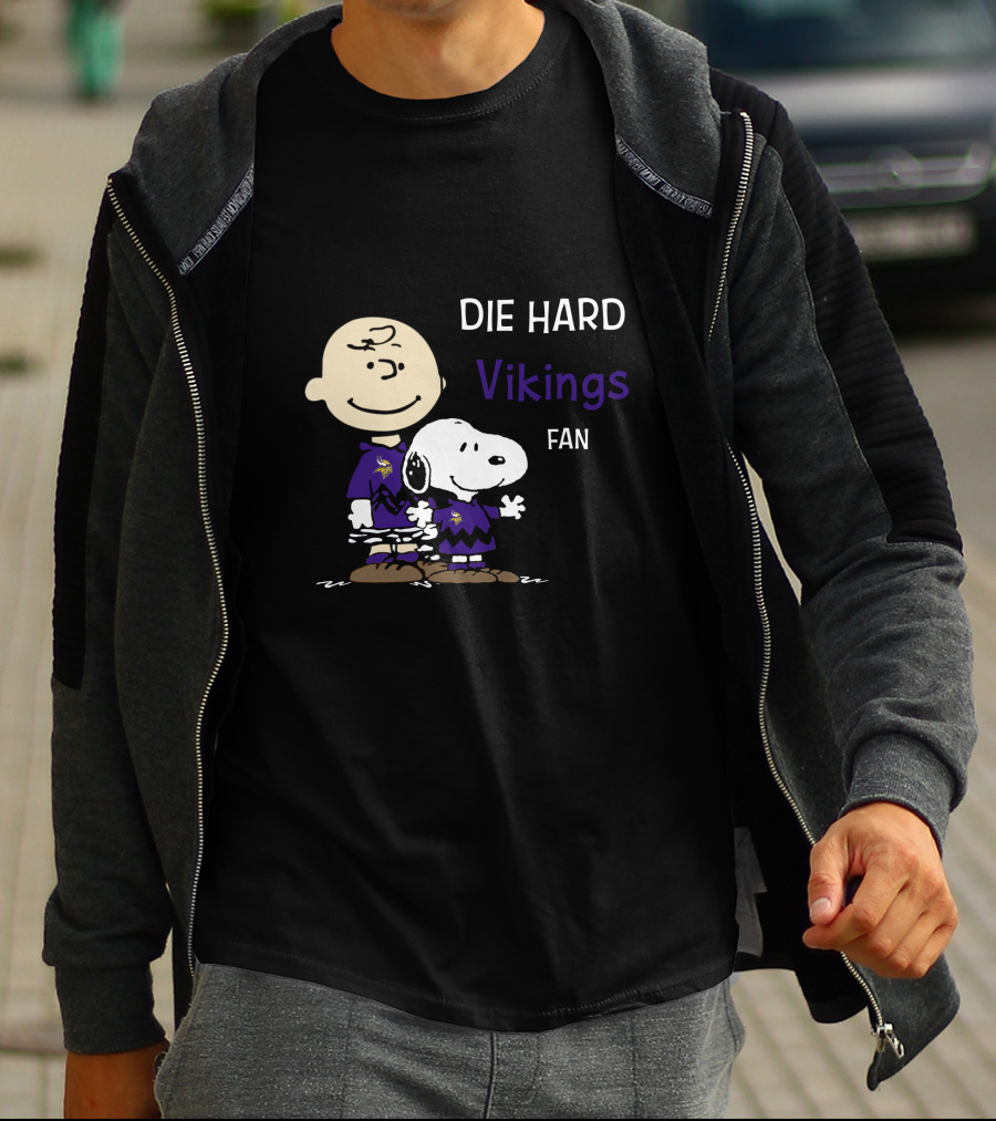 Die Hard Vikings Fan Snoopy And Charlie Brown T-Shirt