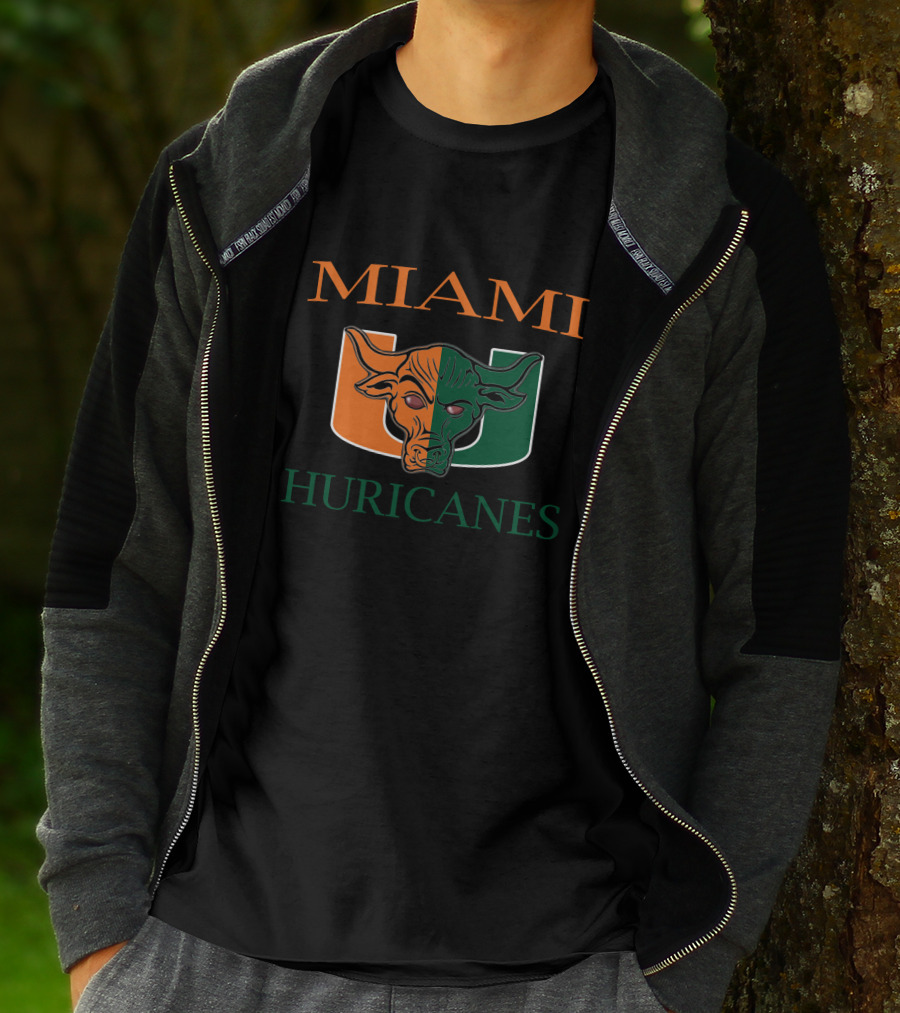 Miami Hurricanes U Logo Bull Head T-Shirt