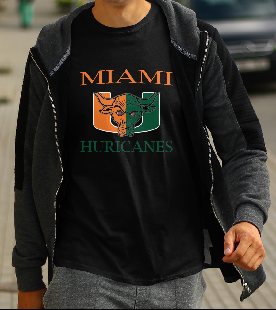 Miami Hurricanes U Logo Bull Head T-Shirt