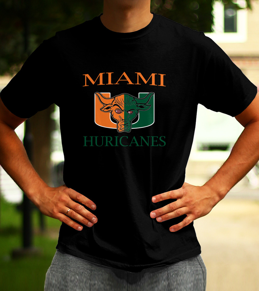 Miami Hurricanes U Logo Bull Head T-Shirt