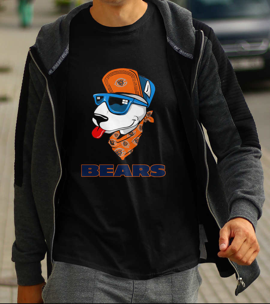 Bears Bull Terrier Cool Dog With Bandana And Cap T-Shirt