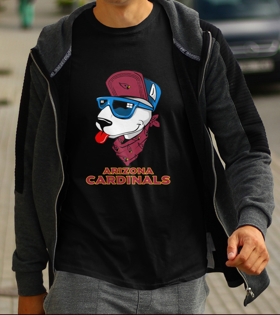 Arizona Cardinals Bull Terrier Wearing Sunglasses And Bandana T-Shirt