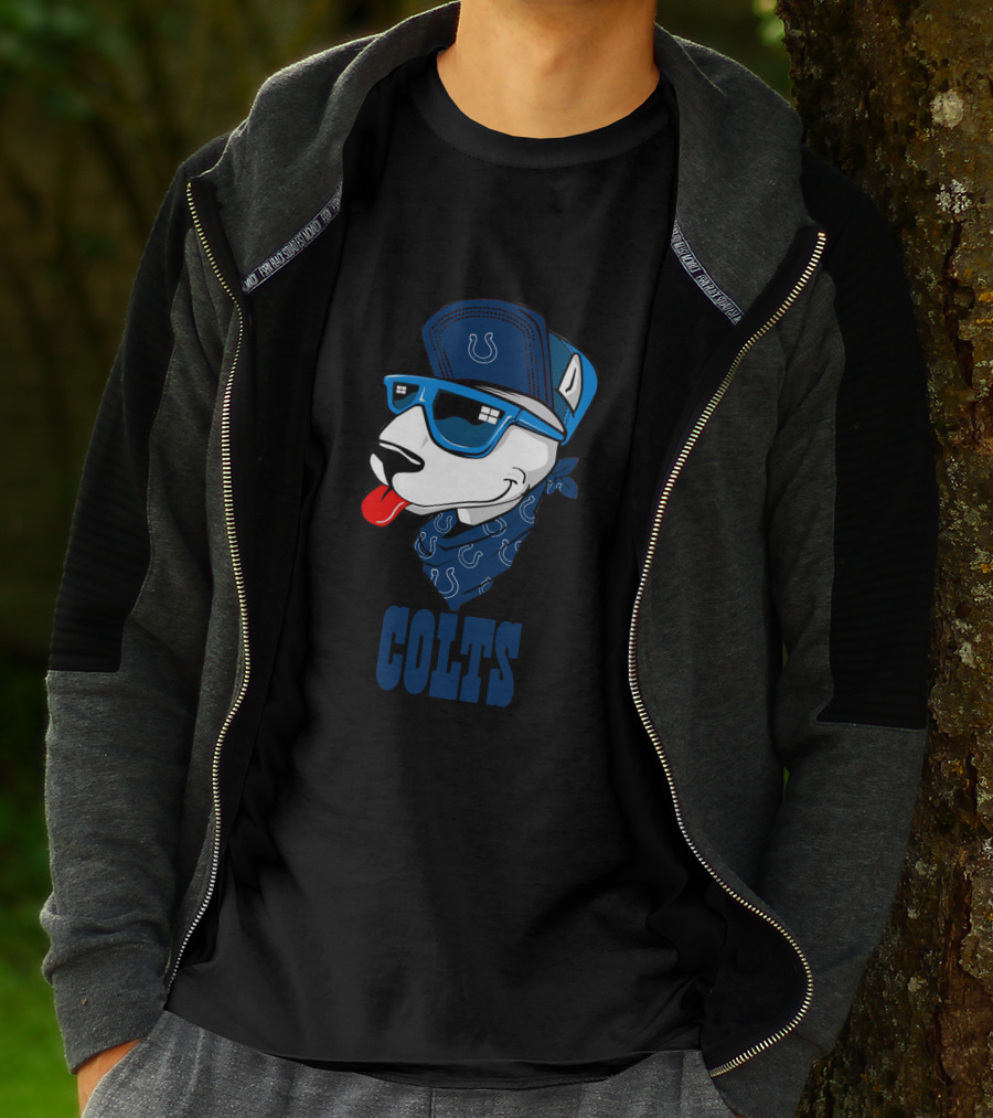 Colts Bull Terrier Wearing Sunglasses And Bandana With Horseshoe T-Shirt