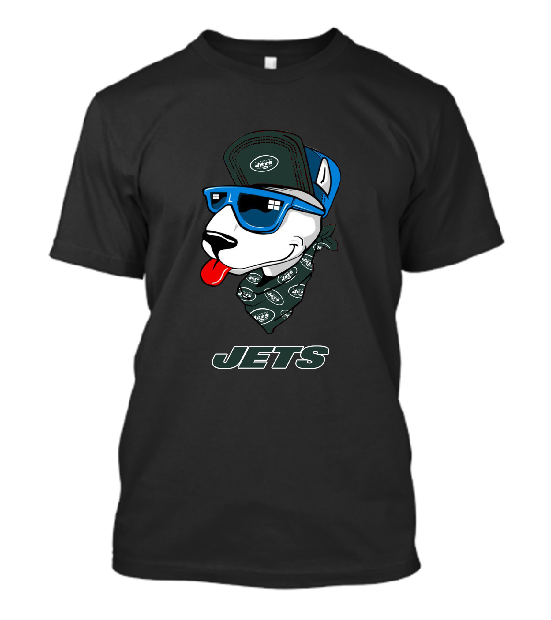 Jets Bull Terrier With Bandana And Sunglasses T-Shirt