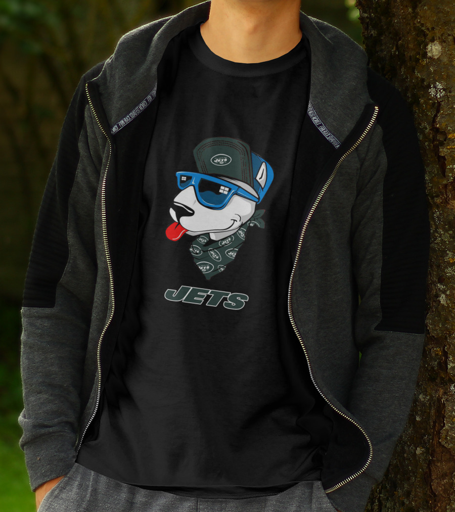 Jets Bull Terrier With Bandana And Sunglasses T-Shirt