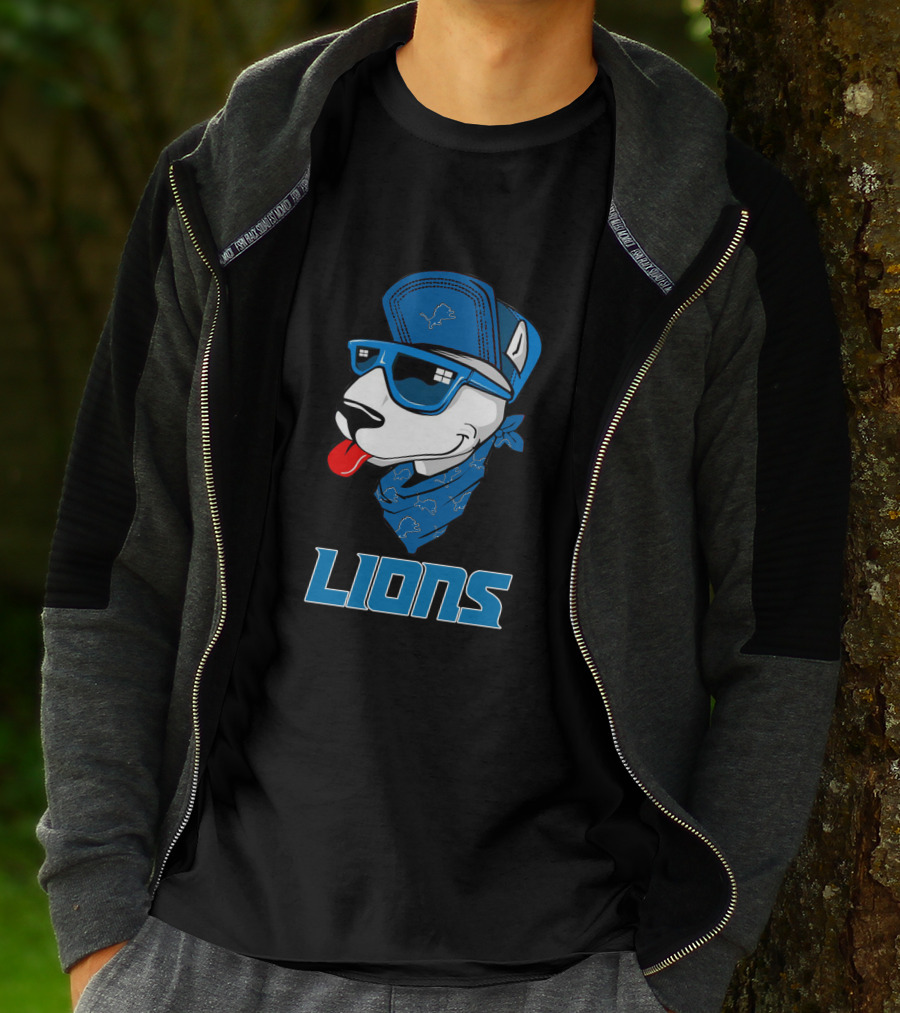 Lions Cool Bull Terrier With Hat And Sunglasses T-Shirt