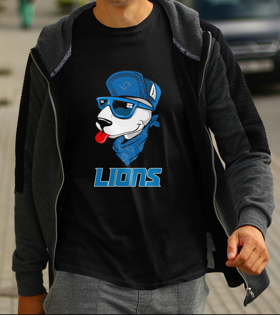 Lions Cool Bull Terrier With Hat And Sunglasses T-Shirt