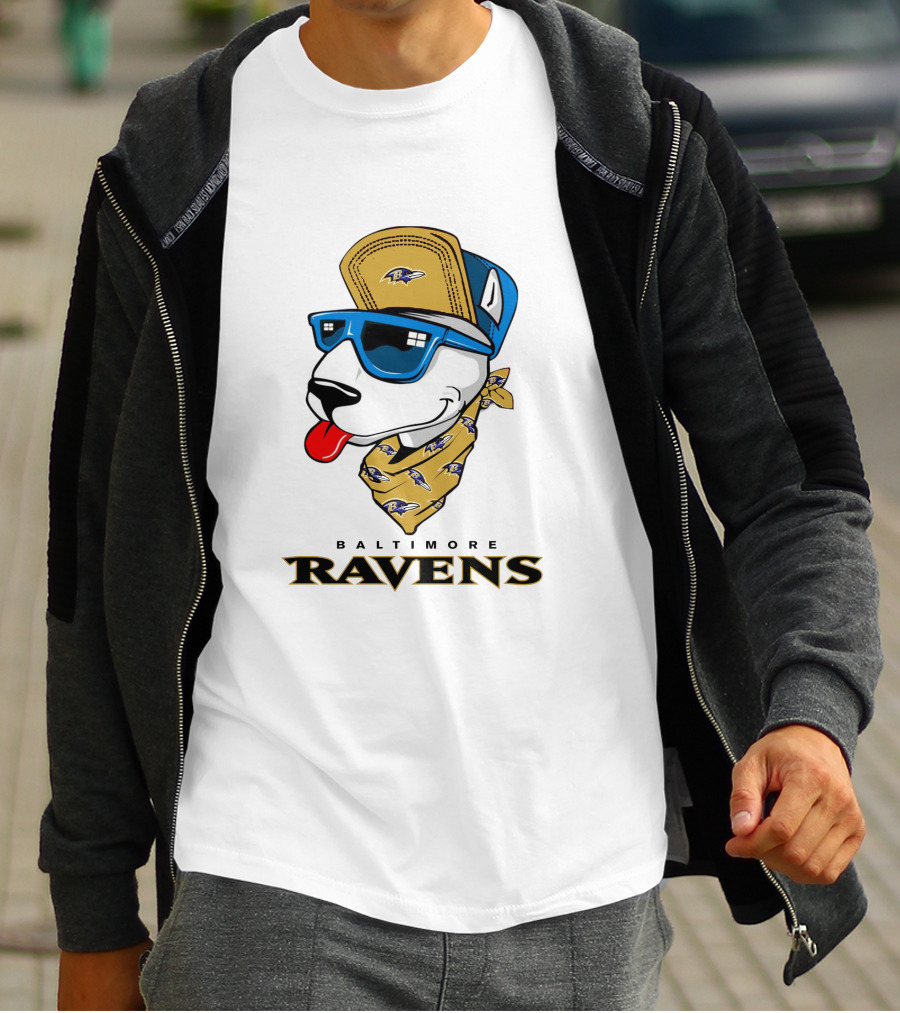 Baltimore Ravens Bull Terrier Bandana Mascot T-Shirt