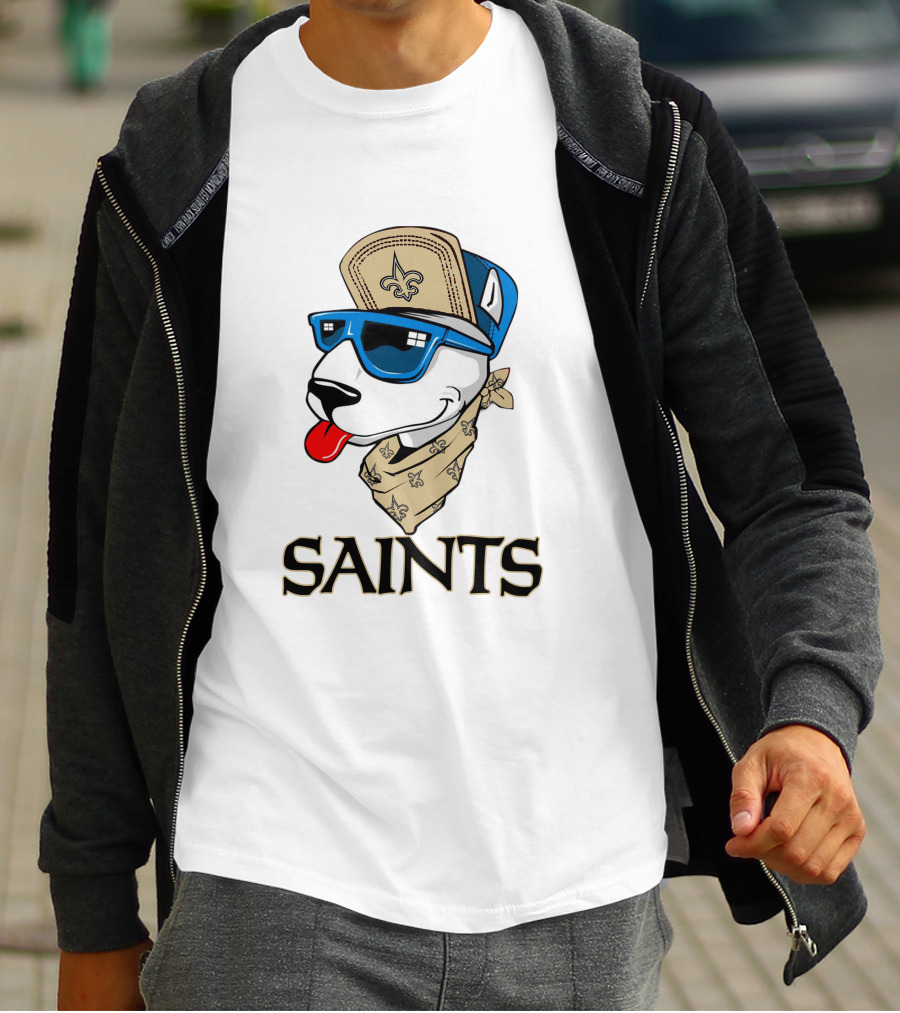 Saints Bull Terrier Fleur-de-Lis Hip Hop T-Shirt