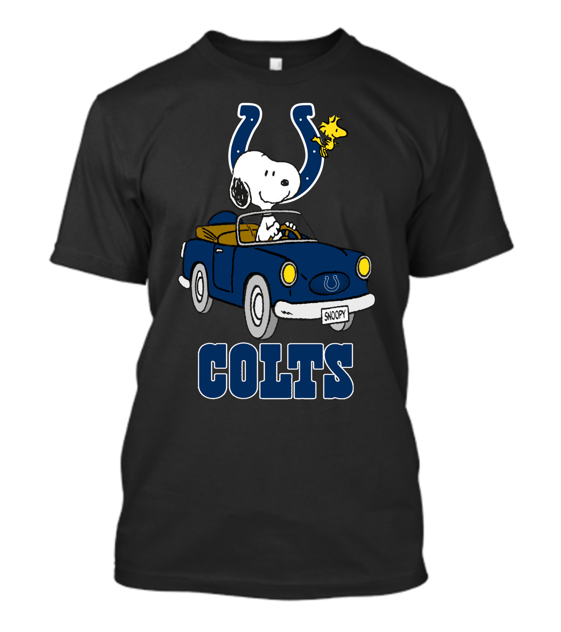 Colts Snoopy Woodstock Riding Blue Car T-Shirt