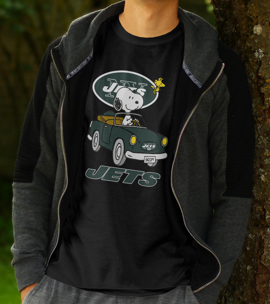 Jets Snoopy Woodstock Driving Car NY T-Shirt