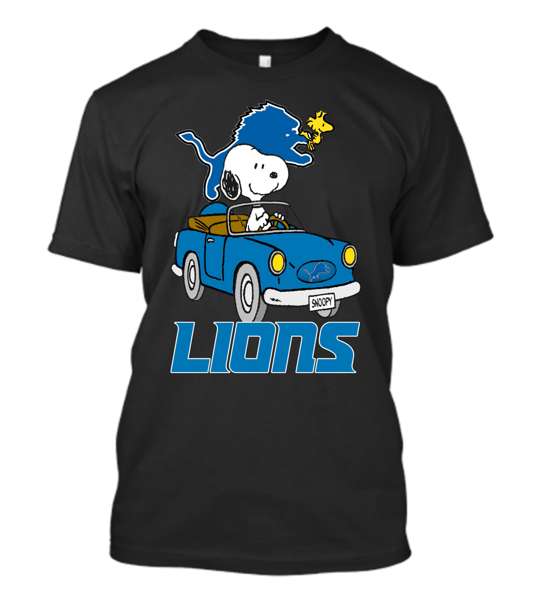 Lions Snoopy Detroit Football Ride With Woodstock T-Shirt
