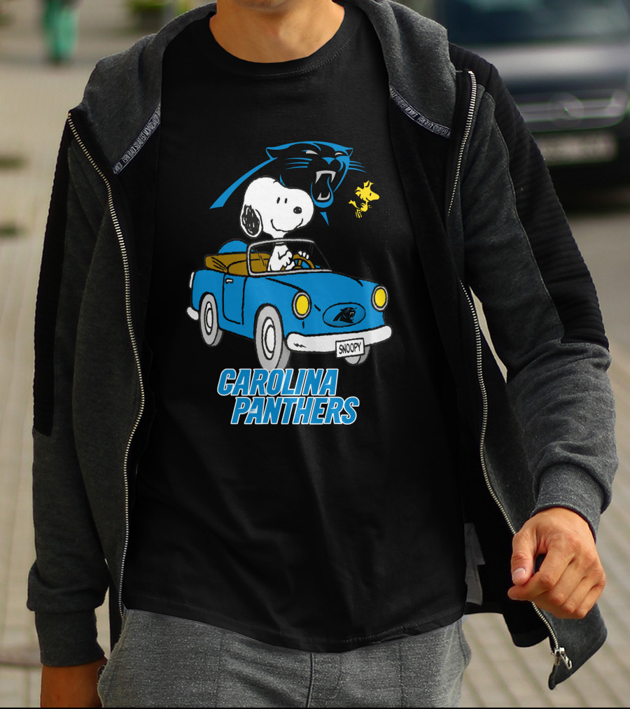 Carolina Panthers Snoopy Driving Adventure T-Shirt