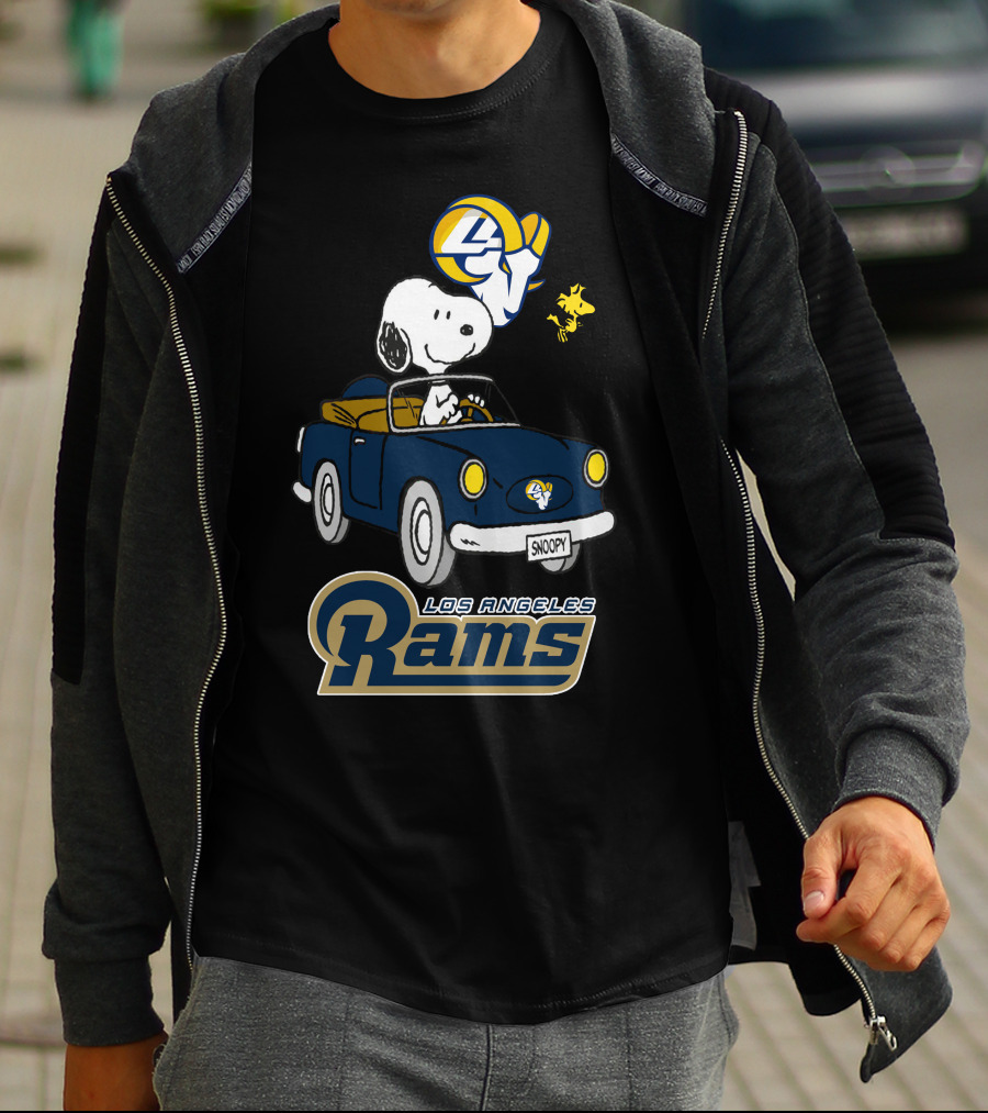 Los Angeles Rams Snoopy Driving With Woodstock T-Shirt