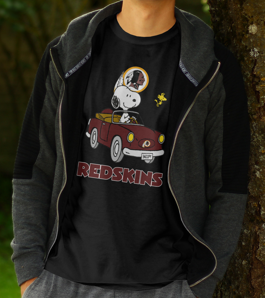 Snoopy Redskins Car Ride With Woodstock T-Shirt