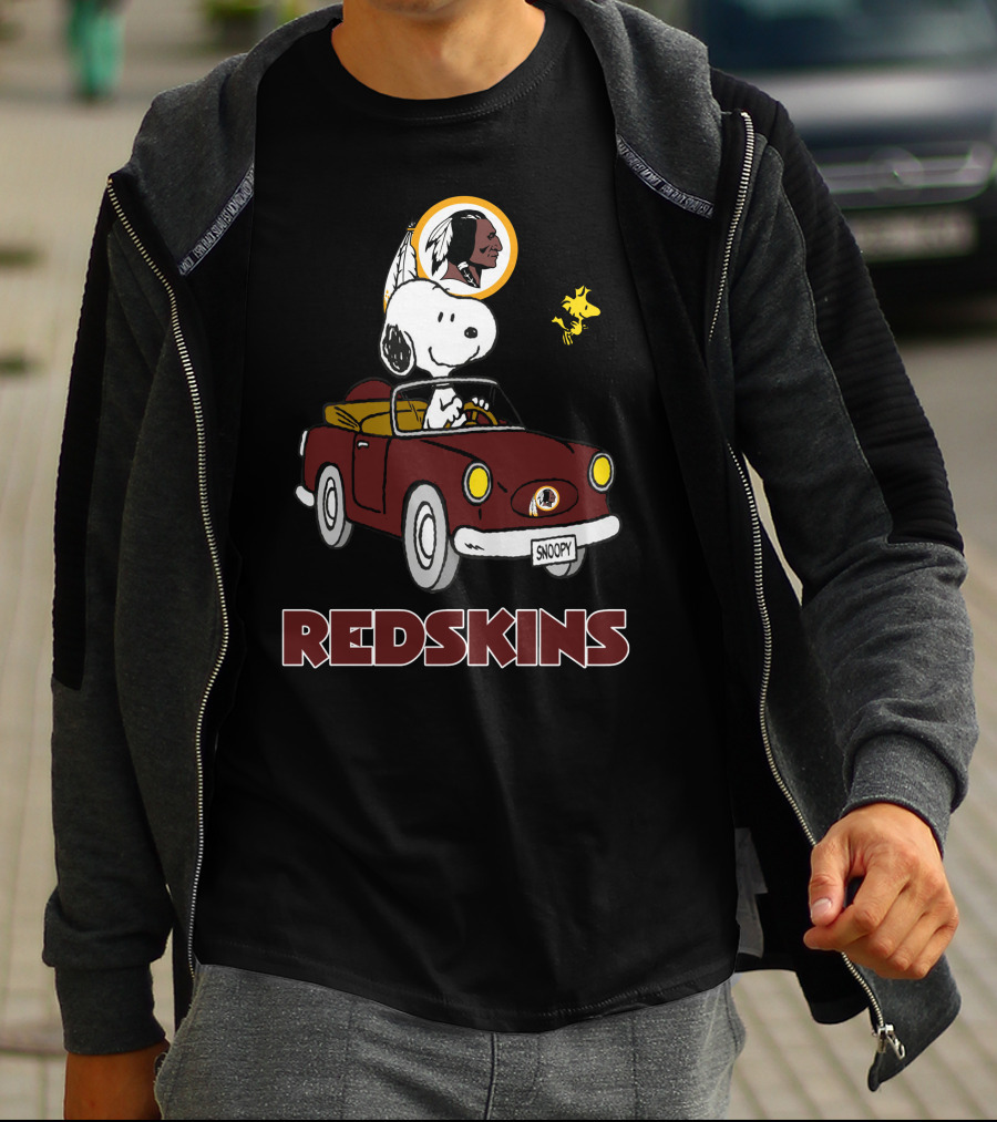 Snoopy Redskins Car Ride With Woodstock T-Shirt