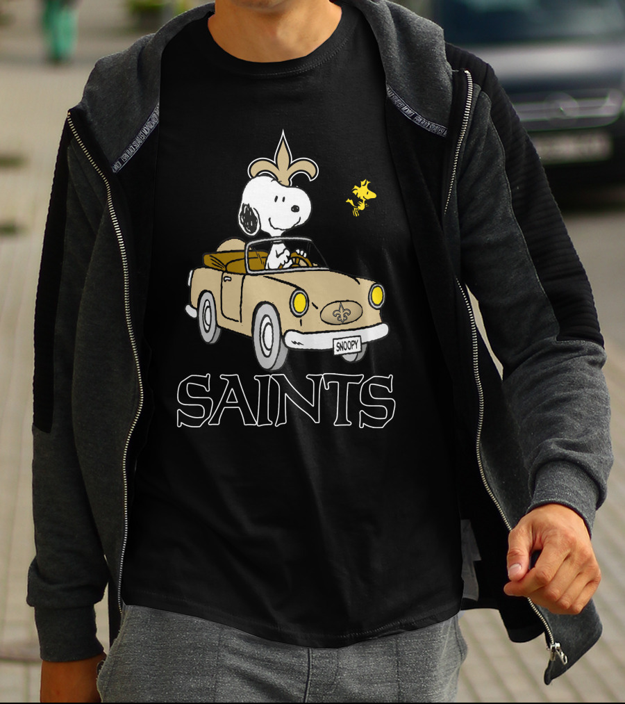 Saints Snoopy And Woodstock Driving Adventure T-Shirt