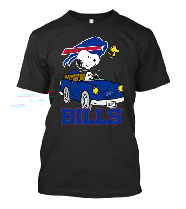 Buffalo Bills Snoopy Driving Woodstock NFL Peanuts T-Shirt