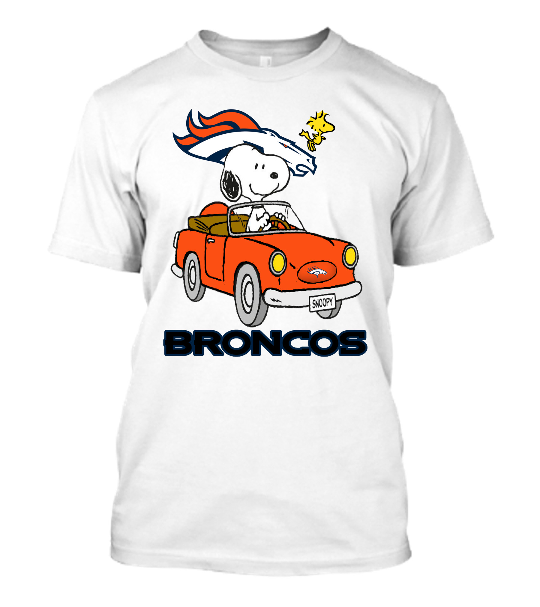 Broncos Snoopy Driving Adventure With Woodstock NFL T-Shirt