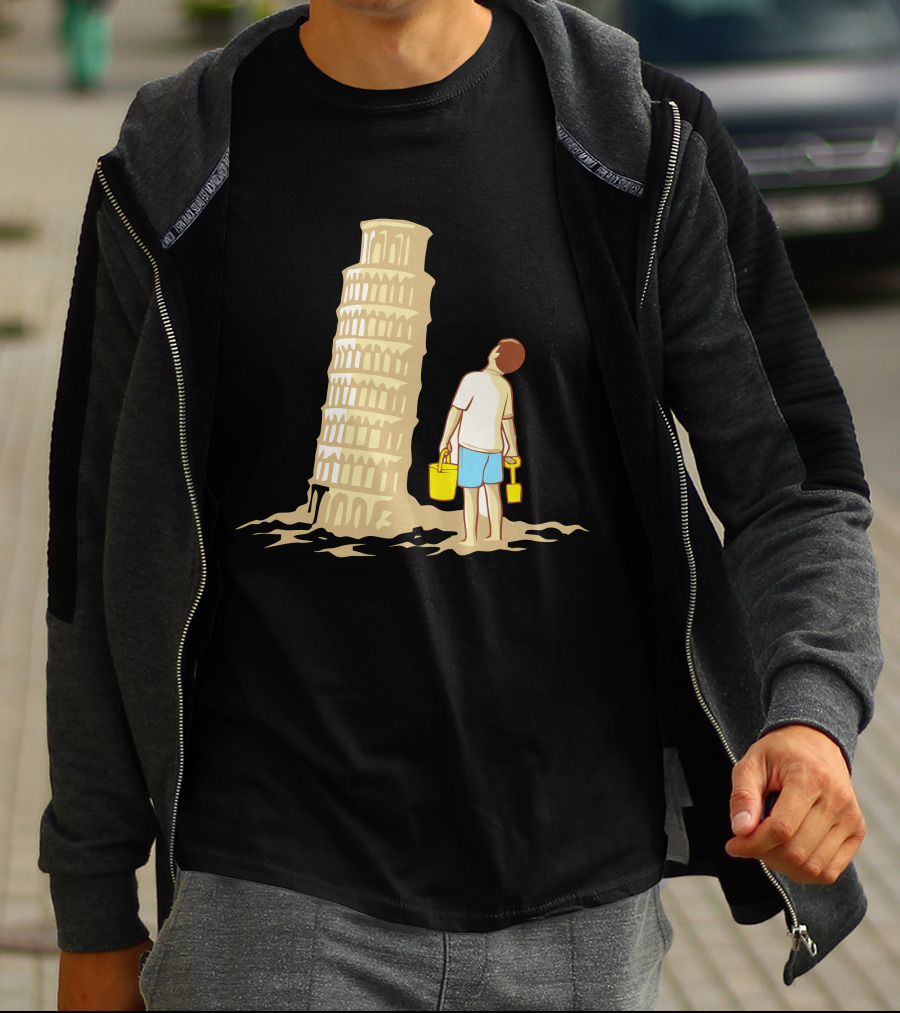 Sandcastle Builder Leaning Tower Of Pisa Summer Fun T-Shirt