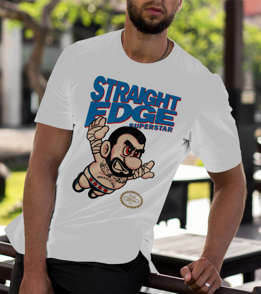 Straight Edge Superstar CM Punk Mario Official Chicago Seal T-Shirt