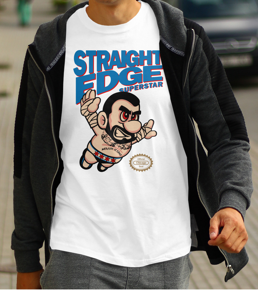 Straight Edge Superstar CM Punk Mario Official Chicago Seal T-Shirt