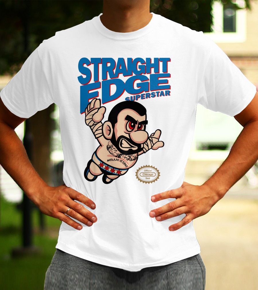 Straight Edge Superstar CM Punk Mario Official Chicago Seal T-Shirt